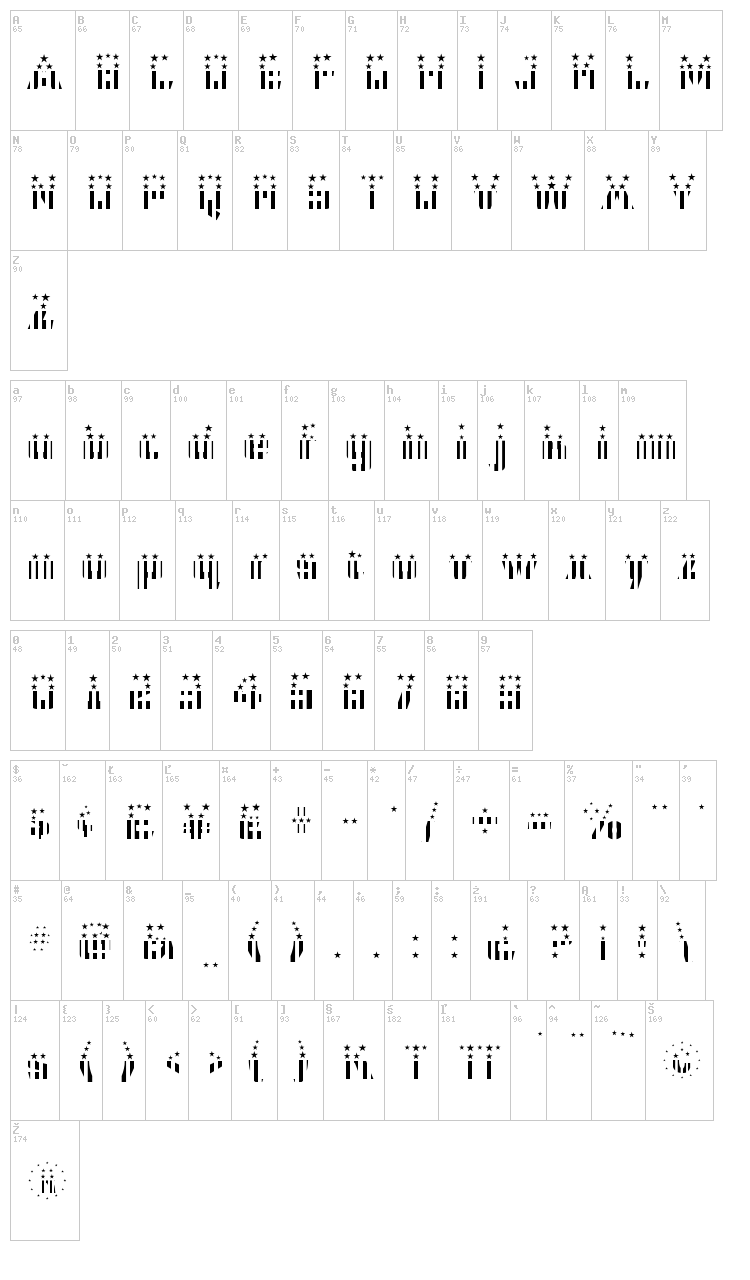 CFB1 American Patriot font map